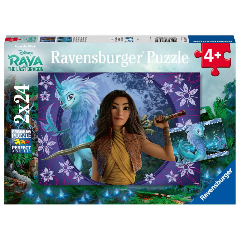 Ravensburger- Puzzle 2x24 pièces-Sisu, Le dernier Dragon Disney Raya and The Last Enfant 4 ans et plus