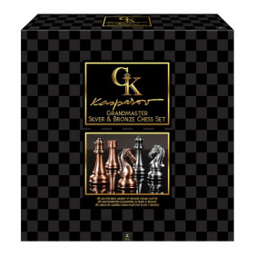 COFFRET ÉCHECS KASPAROV ARGENT ET BRONZE - 50 CM