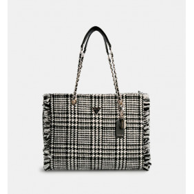 GUESS Sac à Main Cessily Tote Noir/Blanc Femme