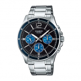 Montre CASIO Homme - Bracelet Gris En Acier Inoxydable - Résistante à l'eau - 12 Mois De Garantie - MTP-1374D-2AVDF