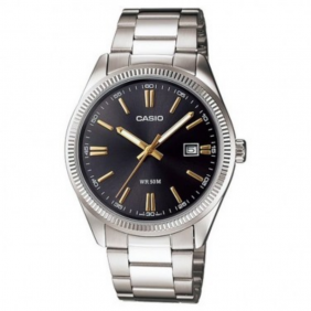 Montre CASIO Homme - Bracelet Gris En Acier Inoxydable - Résistante à l'eau - 12 Mois De Garantie - MTP-1302D-1A2VDF