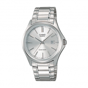 Montre CASIO Homme - Bracelet Gris En Acier Inoxydable - Cadran Blanc - 12 Mois De Garantie - MTP-1183A-7ADF