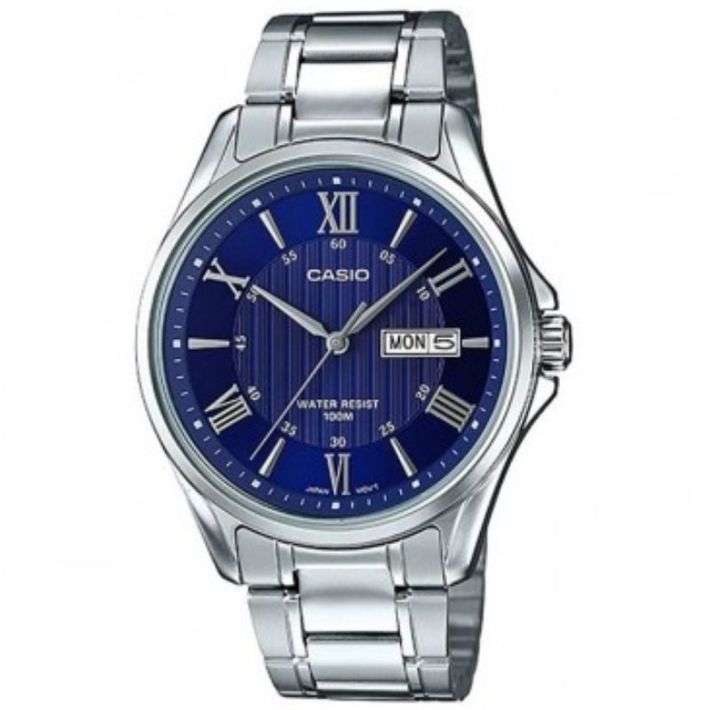 Montre CASIO Homme - Bracelet Gris En Acier Inoxydable - Résistante à l'eau - 12 Mois De Garantie - MTP-1384D-2AVDF