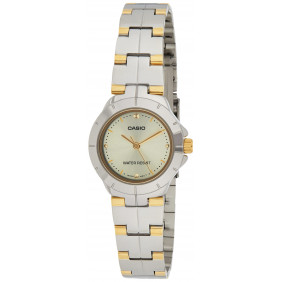 Montre CASIO Femme - Bracelet Gris/DoRée En Acier Inoxydable - Cadran Jaune - 12 Mois De Garantie - LTP-1242SG-9CDF