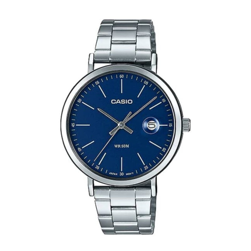 Montre CASIO Homme - Bracelet Gris En Acier Inoxydable - Résistante à l'eau - 12 Mois De Garantie - MTP-E175D-2EVDF