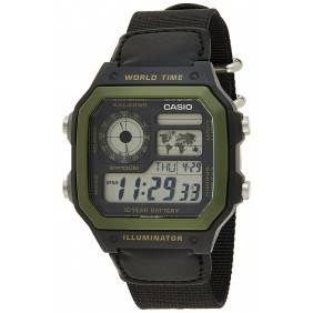 Casio Montre Homme AE-1200WHB-1BVDF - Bracelet en Textile - Noir/Vert