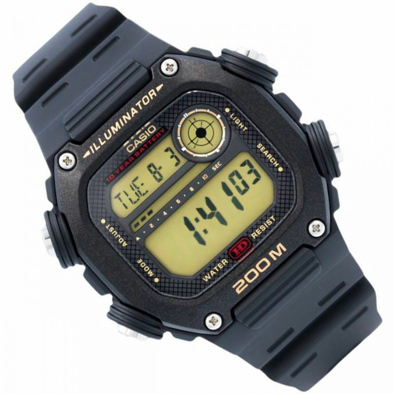 Montre CASIO Homme - Bracelet Noir En Resine -Boitier En Resine - Résistante à l'eau - 12 Mois De Garantie - DW-291H-9AVDF