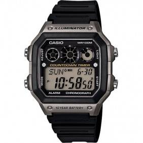 Montre CASIO Homme - Bracelet Noir En Resine - Cadran Gris - Boitier En Resine - 12 Mois De Garantie - AE-1300WH-8AVDF
