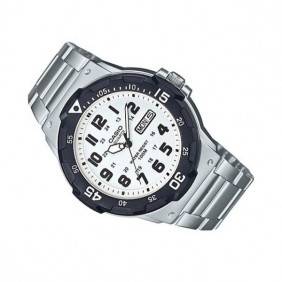 Montre CASIO Homme - Bracelet Gris En Acier Inoxydable - Cadran Blanc - 12 Mois De Garantie - MRW-200HD-7BVDF