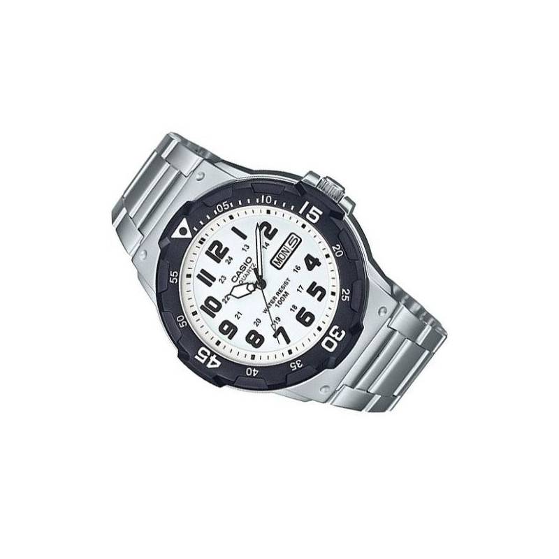 Montre CASIO Homme - Bracelet Gris En Acier Inoxydable - Cadran Blanc - 12 Mois De Garantie - MRW-200HD-7BVDF