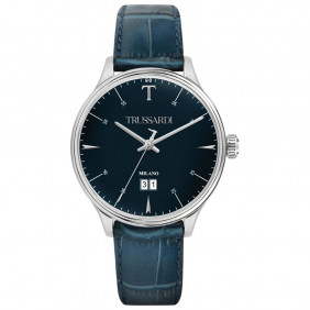 Montre Homme - Montre-bracelet Trussardi - R2451130001 - Bracelet Bleu en Cuir Véritable