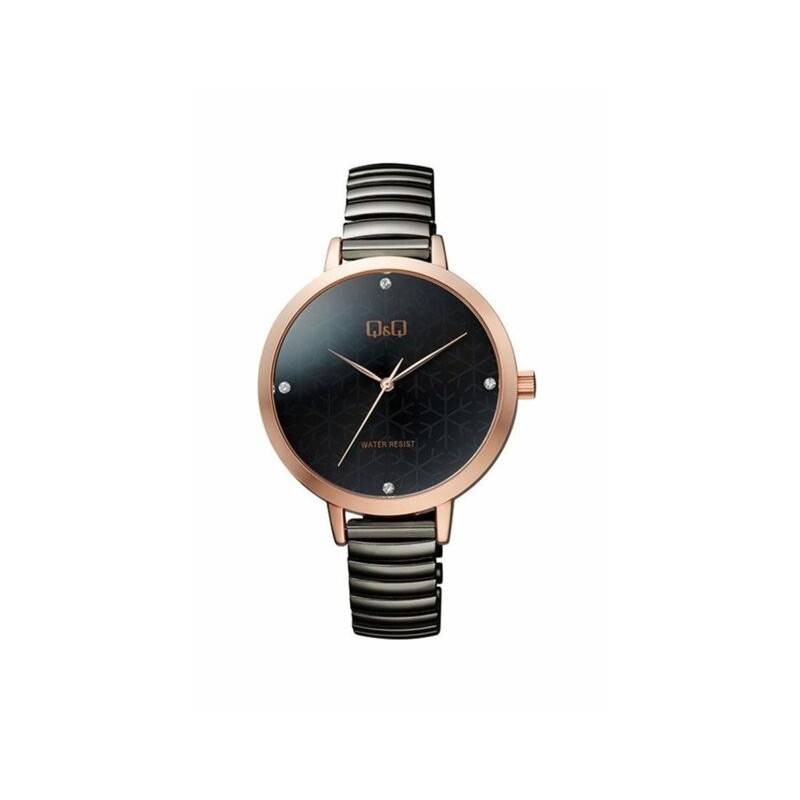 Montre Q&Q Femme - Bracelet Noir En Acier Inoxydable - Etanche - 12 mois de garantie - QB49J402Y