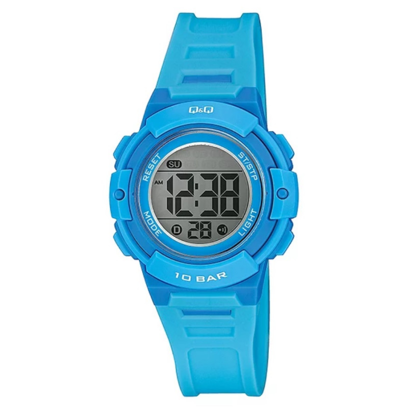 Montre Q&Q Unisexe - Numèrique - Bracelet En Résine - Bleu - Résistante à l'eau - M185J001Y - Garantie 1 an