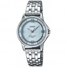 Montre CASIO Femme - Bracelet Gris En Acier Inoxydable - Résistante à l'eau - 12 Mois De Garantie - LTP-1391D-2A2VDF