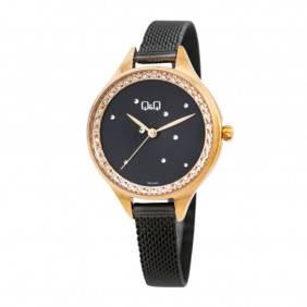 Montre Q&Q Femme - Bracelet Noir En Acier Inoxydable - Etanche - 12 mois de garantie - QB73J402Y