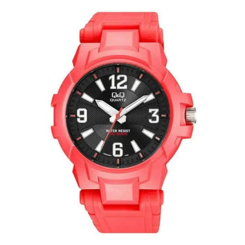 Montre Q&Q Homme - Bracelet Rouge En Résine - Etanche - 12 mois de garantie - VR62J003Y