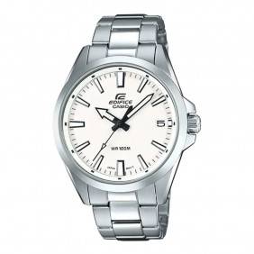 Montre CASIO Homme - Bracelet Gris En Acier Inoxydable - Cadran Blanc - 12 Mois De Garantie - EFV-100D-7AVUDF