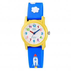 Montre Q&Q Pour Enfant - Bracelet En Résine - Bleu - Résistante à l'eau - VR99J003Y - Garantie 1 an