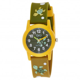Montre Q&Q Pour Enfant - Bracelet En Résine - Vert - Résistante à l'eau - VR99J008Y - Garantie 1 an