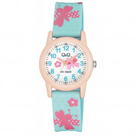 Montre Q&Q Pour Enfant - Bracelet En Résine - Vert - Résistante à l'eau - VR99J015Y - Garantie 1 an