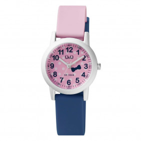 Montre Q&Q Pour Enfant - Bracelet En Résine - Bleu/Rose - Résistante à l'eau - VS49J005Y - Garantie 1 an