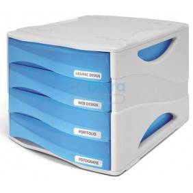 Commode Smile Arda - bleu translucide - 4 tiroirs