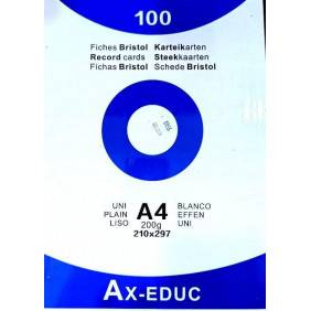 Fiche Bristol Ax-Educ Blanche Uni A4