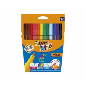 Pochette de 12 feutres de coloriage - Visa - Pointe fine - Bic Kids