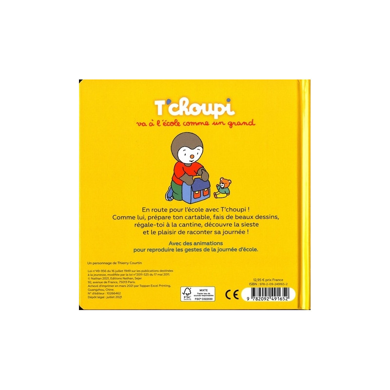 T'choupi va à l'école comme un grand - Dès 2 ans - Librairie de France