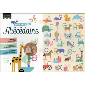 Mon premier Abécédaire - Avec 1 puzzle de 24 pièces en bois, 1 poster abécédaire géant, 1 petit sac