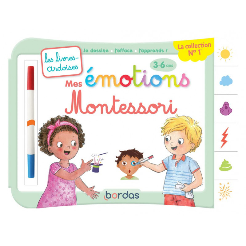 Mes émotions Montessori - Avec 1 feutre effaçable - Album - De 3