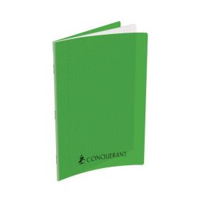 Conquérant Cahier A4 Grands Carreaux Seyès 192 Pages Agrafées Polypro Vert