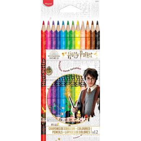Maped - 12 Crayons de Couleur Harry Potter - Idéal Fournitures Rentrée Scolaire - Pochette Carton