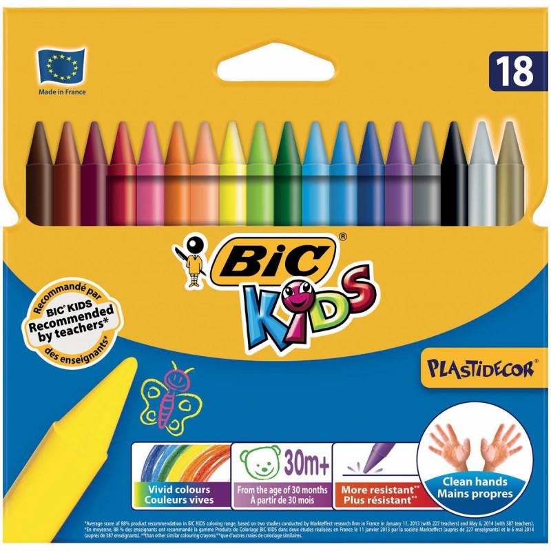 Craie de couleur Bic Kids Plastidecor, 18 pcs.