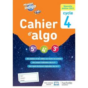 Cahier d'algo 5e, 4e, 3e Cycle 4 - Grand Format