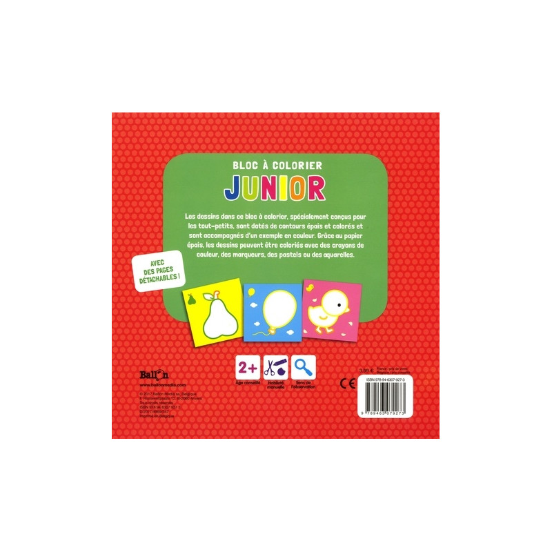 Bloc à colorier junior - Pomme - Album 2 - 4 ans
