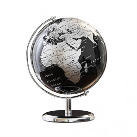 Globe 14 cm non lumineux en métal ( noir et argent )