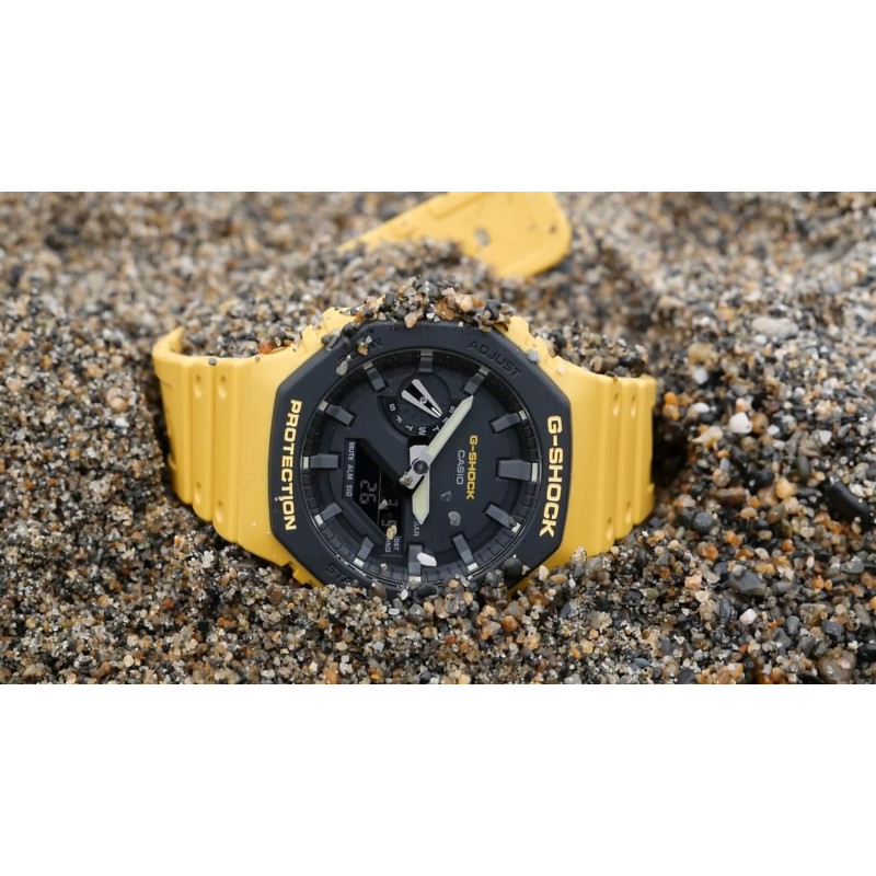 Montre Homme Casio G-Shock GA-2110SU-9ADR - Bracelet Jaune En Silicone - Résistance à l'eau 200 Mètres