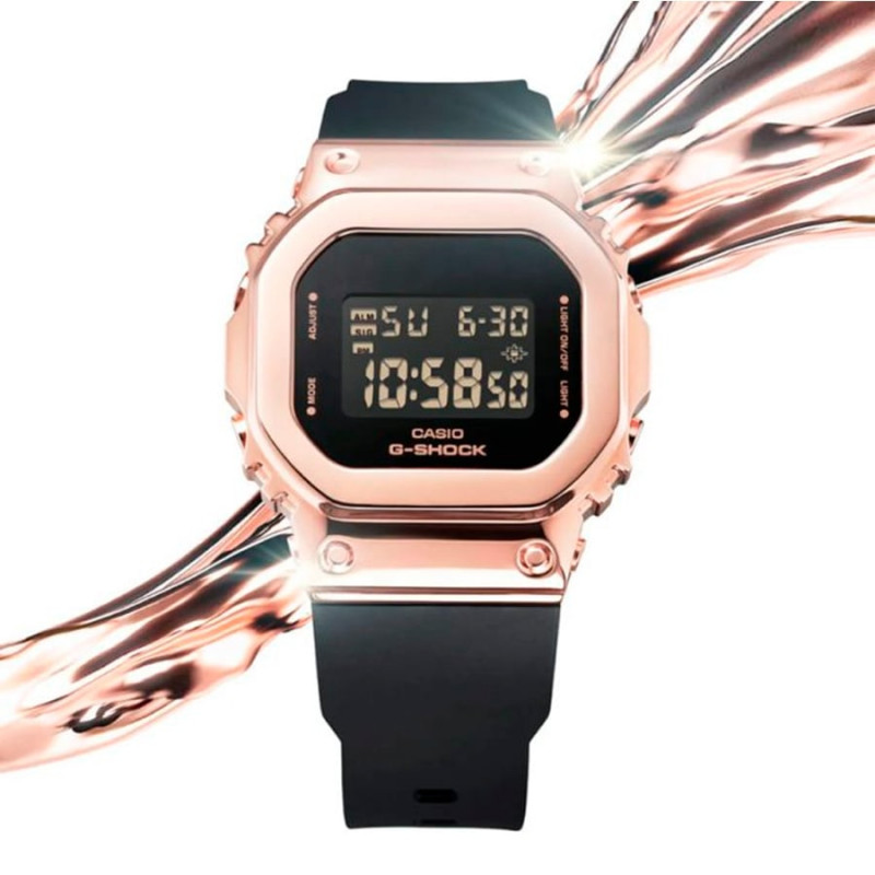 Montre Femme Casio G-Shock GM-S5600PG-1DR - Bracelet Noir En Silicone - Résistance à l'eau 200