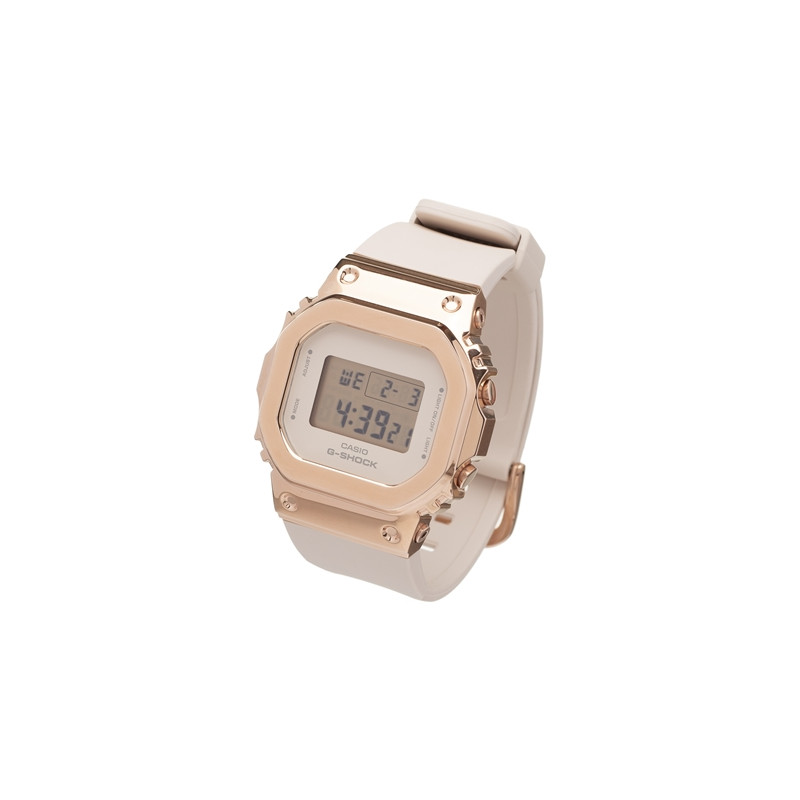 Montre Femme Casio G-Shock GM-S5600PG-4DR - Bracelet Doré rose En Silicone - Résistance à l'eau 200 Mètres