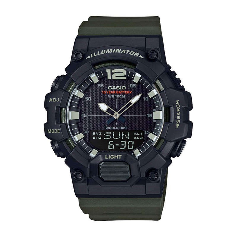 Montre Homme Casio - HDC-700-3AVDF - Bracelet Vert En Siliconne - Résistance à l'eau 100 Mètres