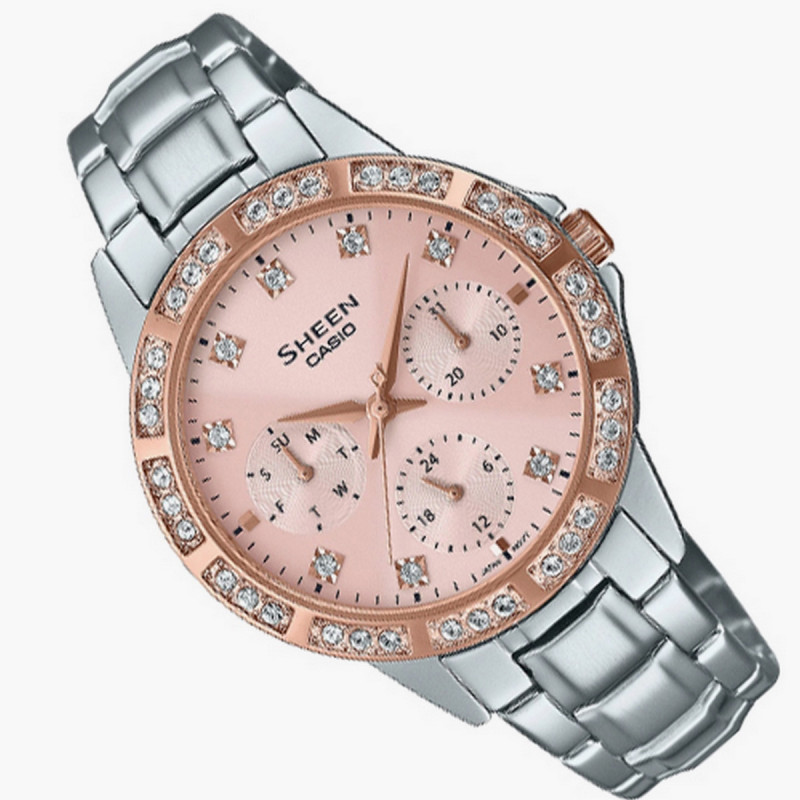 Montre Femme Casio Sheen SHE-3517SG-4AUDF - Bracelet Gris En Acier Inoxydable - Résistance à l'eau 50 Mètres