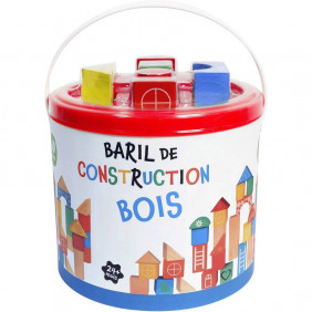 Baril De Construction Bois 60 Pièces - Dès 2 ans