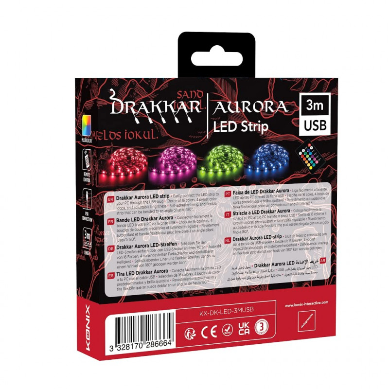 Bande LED Konix - Drakkar Aurora - 3 m - Boutique Gamer