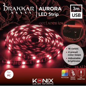 Konix Drakkar Bande lumineuse LED Aurora 3 m pour bureau PC gaming