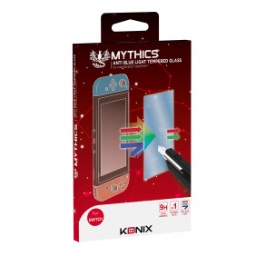 Konix Mythics Protection d'écran verre trempé anti-lumière bleue pour console Nintendo Switch et Switch Lite