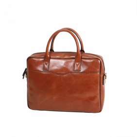 Porte-document ordinateur 1S 36 cm cuir vachette collet marron