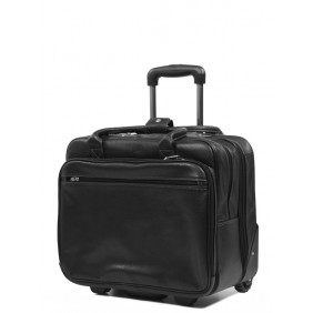 Porte-ordinateur trolley cuir vachette graine noir