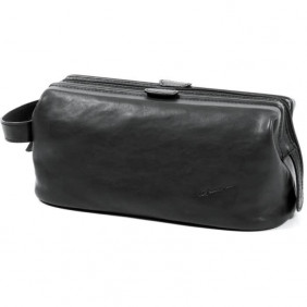 Trousse toilette  cuir vachette gras noir