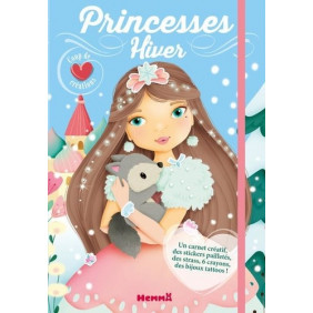 Princesses Hiver - Avec un carnet créatif, des stickers pailletés, des strass, 6 crayons, des bijoux tattoos !